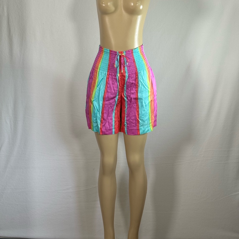 Trina Turk Pink and Blue High Waist Athletic Shorts